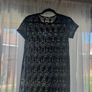 Say What? Black Openwork Crochet cover up small
